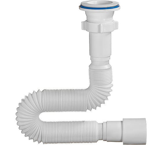 Изображение товара Гибкая труба ORIO с выпуском 1 1/2x40/50, с пластиковой решеткой D-70мм, длина 650 мм А-7015