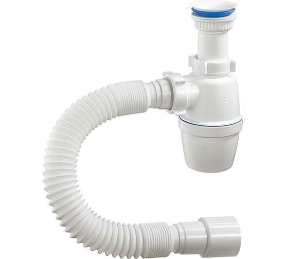 Изображение товара Бутылочный сифон ORIO с пластиковым выпуском D-63мм х 40, с гибкой трубой 40-40/50 А-72059