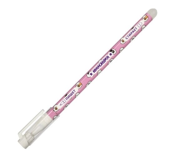 Изображение товара Стираемая гелевая ручка ЮНЛАНДИЯ Котята синяя, корпус ассорти, узел 0.5 мм, линия письма 0.35 мм 143659