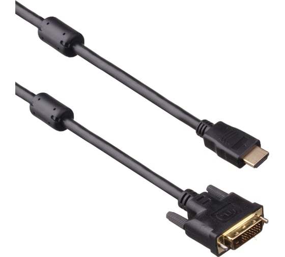 Изображение товара Кабель ExeGate HDMI-DVI EX-CC-HDMIM-DVIM-1.8 19M 25M, dual link, 2 фильтра, 1,8м, позолоченные контакты 191101