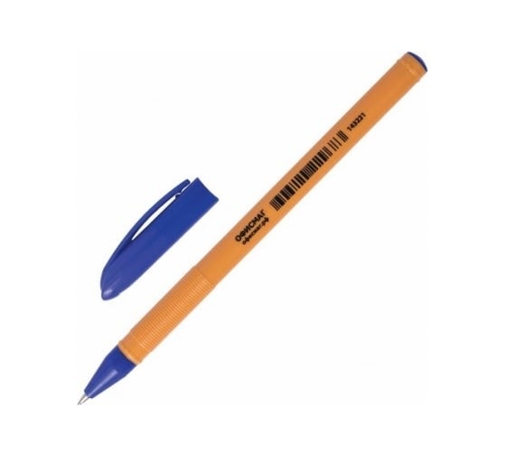 Изображение товара Шариковая масляная ручка ОФИСМАГ синяя, корпус оранжевый, узел 0.7 мм, линия письма 0.35 мм 143221
