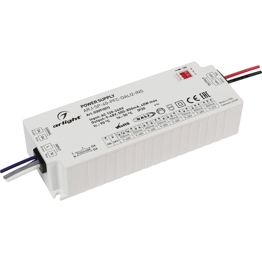 Изображение товара Блок питания для светодиодов Arlight ARJ-SP-40-PFC-DALI2-INS 40 Вт