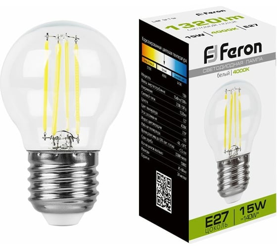 Изображение товара Светодиодная лампа FERON LB-515 Шарик E27 15W 4000K 38253