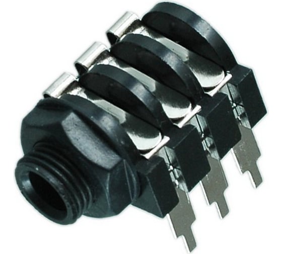 Изображение товара Разъем аудио Pro Legend 6.35мм гнездо стерео пластик на корпус с гайкой паук PL2143