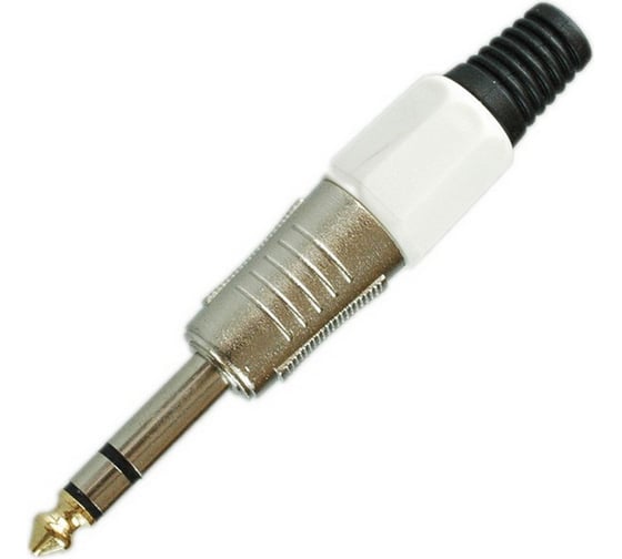 Изображение товара Разъем аудио Pro Legend 6.35мм штекер стерео металл цанга на кабель, белый PL2135