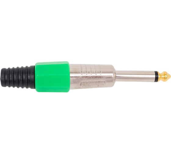 Изображение товара Разъем аудио Pro Legend 6.35мм штекер моно металл цанга на кабель, зеленый PL2127