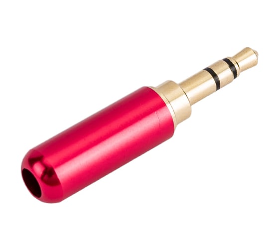 Изображение товара Разъем аудио Pro Legend 3.5мм штекер стерео металл на кабель в мини корпусе, красный, Gold PL2105