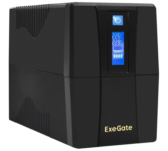 Изображение товара Источник бесперебойного питания ExeGate Power Smart ULB-800.LCD.AVR.2Schuko, металлический корпус, Black 292776