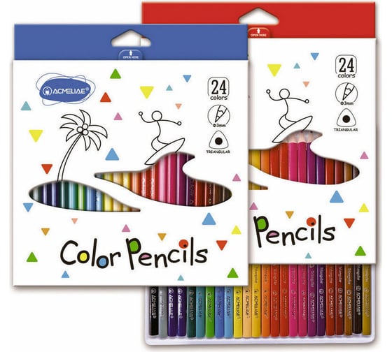 Изображение товара Набор цветных трехгранных карандашей ACMELIAE 24цв. в картонном футляре 9402-24
