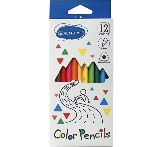 Изображение товара Набор цветных трехгранных карандашей 12цв. в картонном футляре ACMELIAE 9402-12