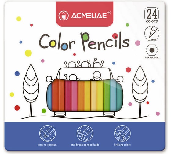 Изображение товара Набор цветных карандашей 24цв. в металлическом футляре ACMELIAE 9800-24