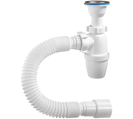 Изображение товара Бутылочный сифон ORIO малый корпус с литым выпуском 1 1/4x40, с гибкой трубой 40-40/50 А-32089