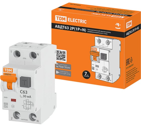 Изображение товара Автоматический выключатель дифференциального тока TDM ELECTRIC 32 C63 100мА SQ0202-0035
