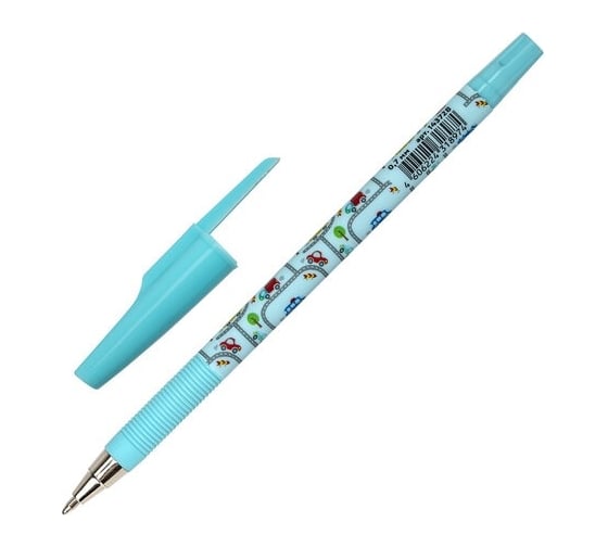 Изображение товара Шариковая ручка ЮНЛАНДИЯ Cars синяя, Soft Touch покрытие, узел 0.7 мм, линия письма 0.35 мм 143728