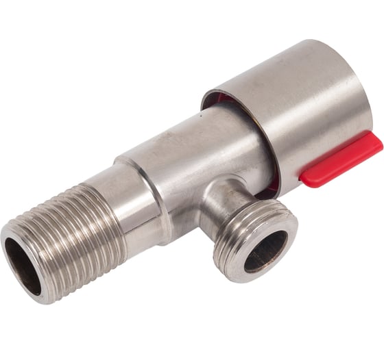Изображение товара Угловой кран FASHUN 1/2x1/2, хром, красный, нержавеющая сталь 304 A54897H