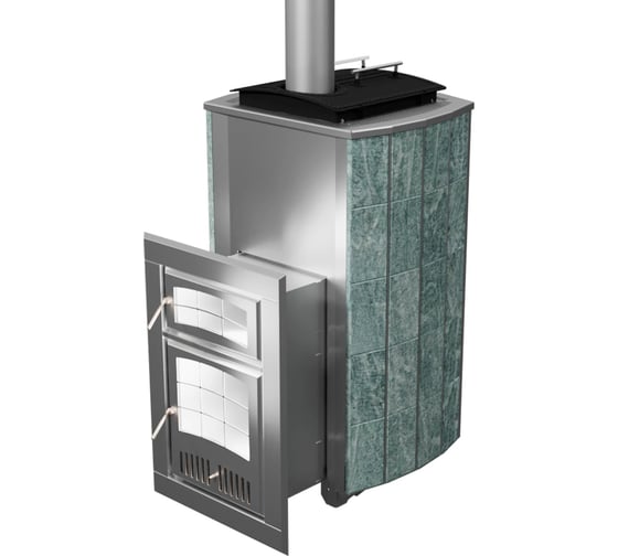 Изображение товара Дровяная печь для бани VVD Чародейка малая 2021 РУССКИЙ ПАР, топка сталь нержавеющая AISI439 4 мм, облицовка змеевик 10009