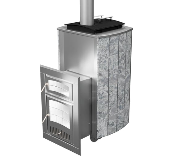 Изображение товара Дровяная печь для бани VVD Чародейка малая 2021 РУССКИЙ ПАР, топка сталь нержавеющая AISI439 4 мм, облицовка талькохлорит 10010