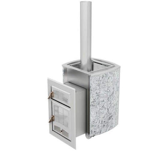 Изображение товара Дровяная печь для бани VVD Чародейка 2021, топка сталь нержавеющая AISI439 4 мм, облицовка талькохлорит 10004