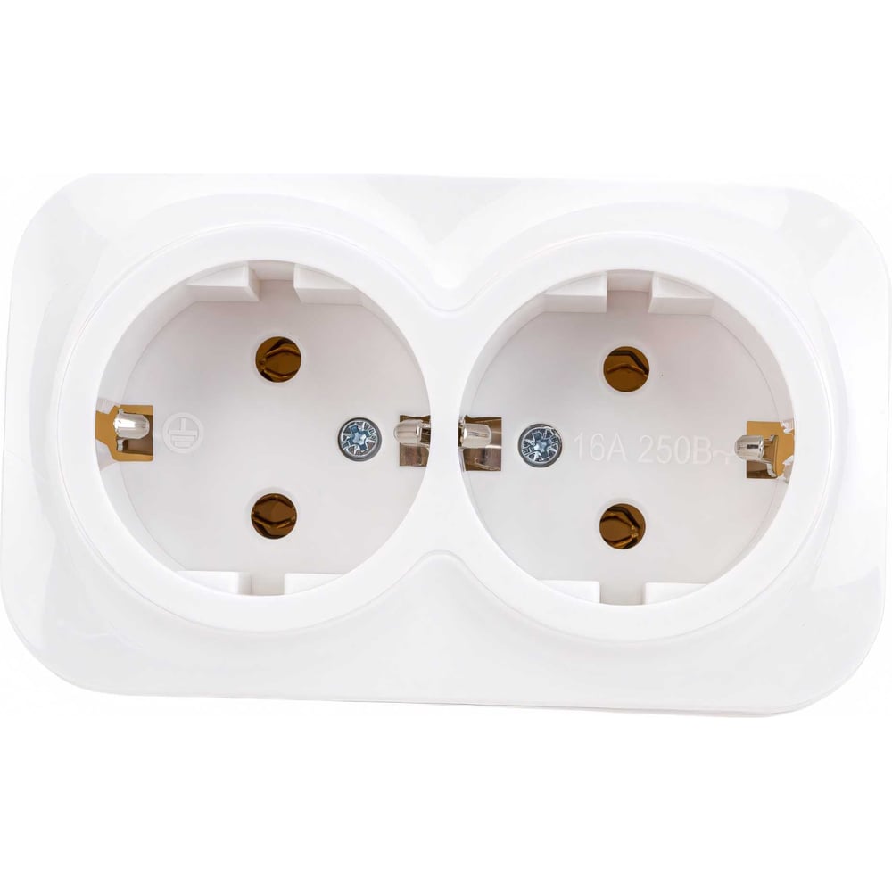 Изображение товара Двухместная розетка для открытой установки IEK Glory рс22-3-хб 16А белый