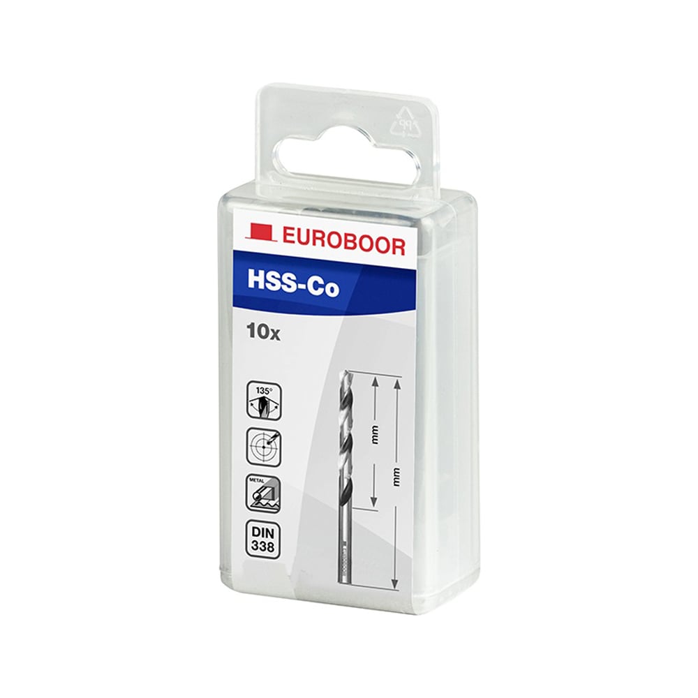 Изображение товара Сверла по металлу HSS-CO 10 шт диам 5 мм EUROBOOR TDCO.050 профессиональные