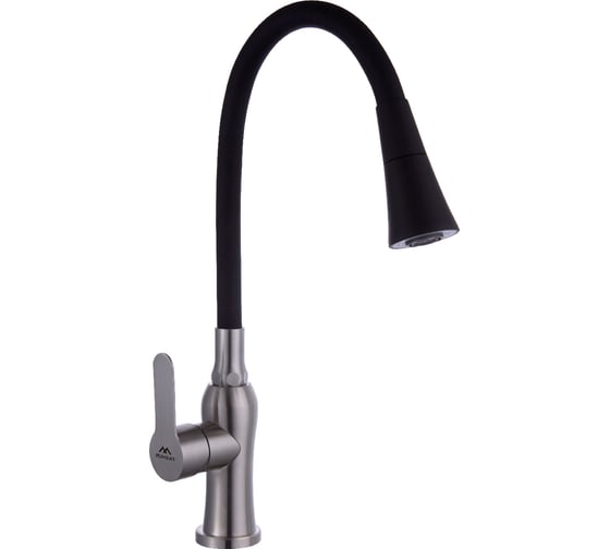 Изображение товара Смеситель для кухни FASHUN H=425 мм, сатин, черный, сталь SUS304, картридж D=35 мм, гибкий силиконовый излив, H=234 мм A54801+N7350