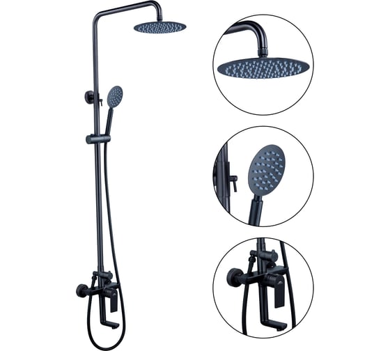 Изображение товара Душевая стойка FASHUN графит, PVD-покрытие, смеситель: сталь SUS304, картридж D=35 мм A52419-17