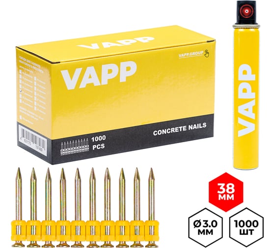 Изображение товара Гвозди по бетону VAPP 32x3 мм усиленные для монтажного пистолета с газовым баллоном 165 мм VAPP.G-CN332