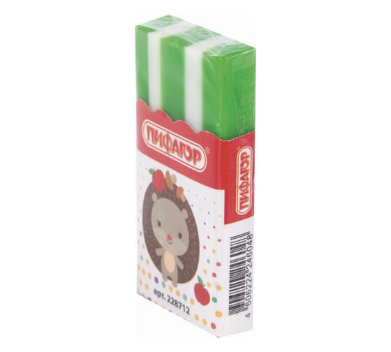 Изображение товара Ластик Пифагор Эники-беники, 50x27x8 мм, ассорти, экологичный ПВХ, картонный держатель 228712