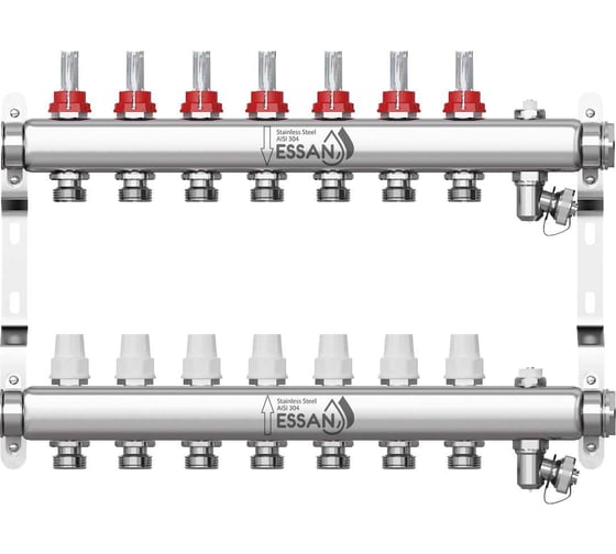 Изображение товара Коллекторная группа ESSAN GROUP802 нержавейка, 1"x3/4" EK 7 выходов, с расходомерами 180222507-77