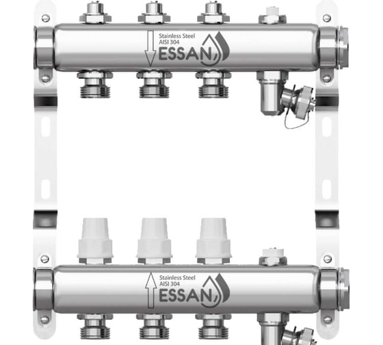 Изображение товара Коллекторная группа ESSAN GROUP803 нержавейка, 1"x3/4" EK 3 выхода, без расходомеров 180322503-77