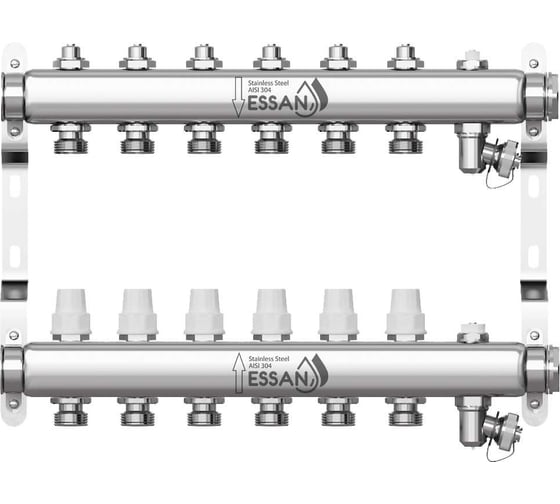 Изображение товара Коллекторная группа ESSAN GROUP803 нержавейка, 1"x3/4" EK 6 выходов, без расходомеров 180322506-77