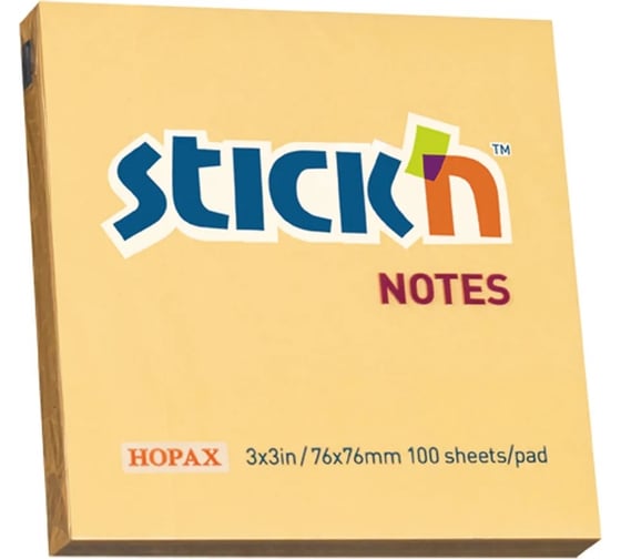 Изображение товара Самоклеящийся бумажный блок STICK`N 21391 76x76 мм, 100 листов, 70 г/м2, пастель, оранжевый, 12 шт в упаковке 822719