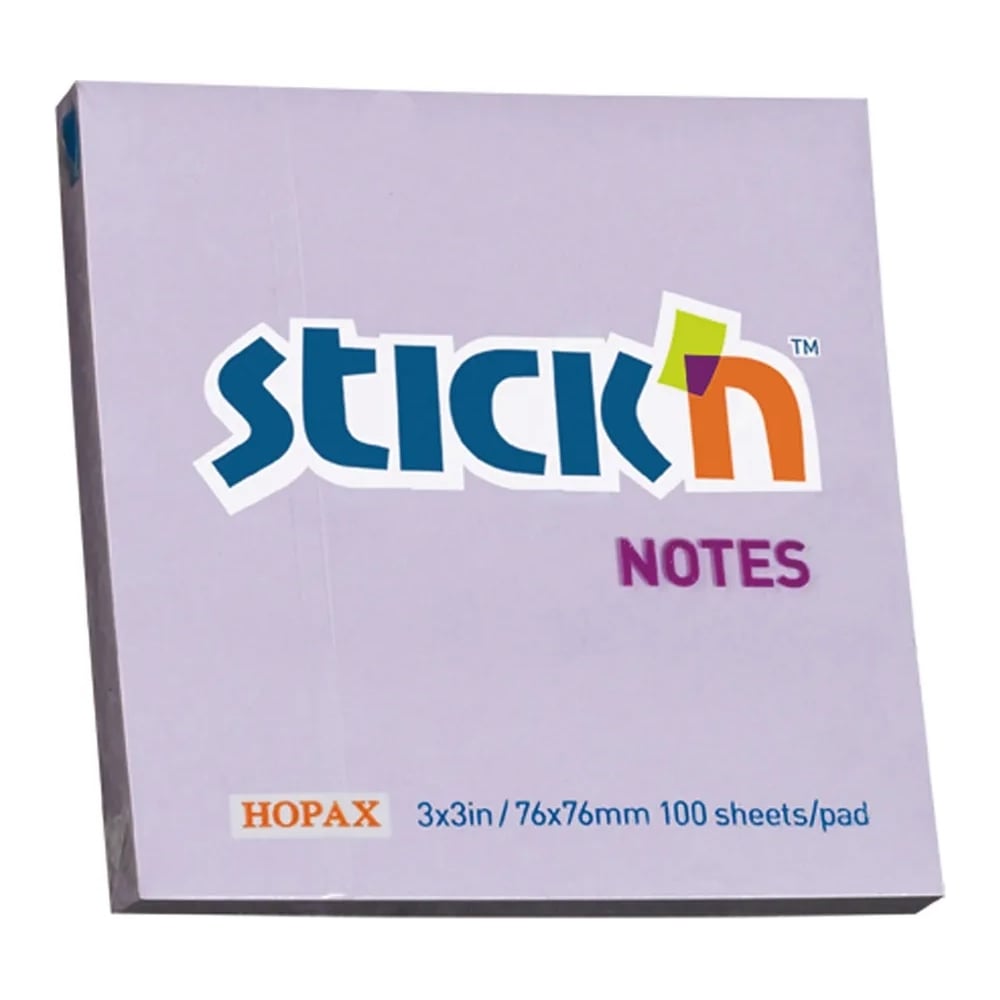 Изображение товара Самоклеящийся бумажный блок STICK`N 21403 76x76 мм, 100 листов, 70 г/м2, пастель, сиреневый, 12 шт в упаковке 822728