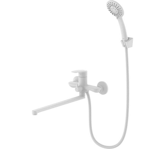 Изображение товара Смеситель для ванны Milardo Rora с длинными изливом, белый матовый RORWT00M10