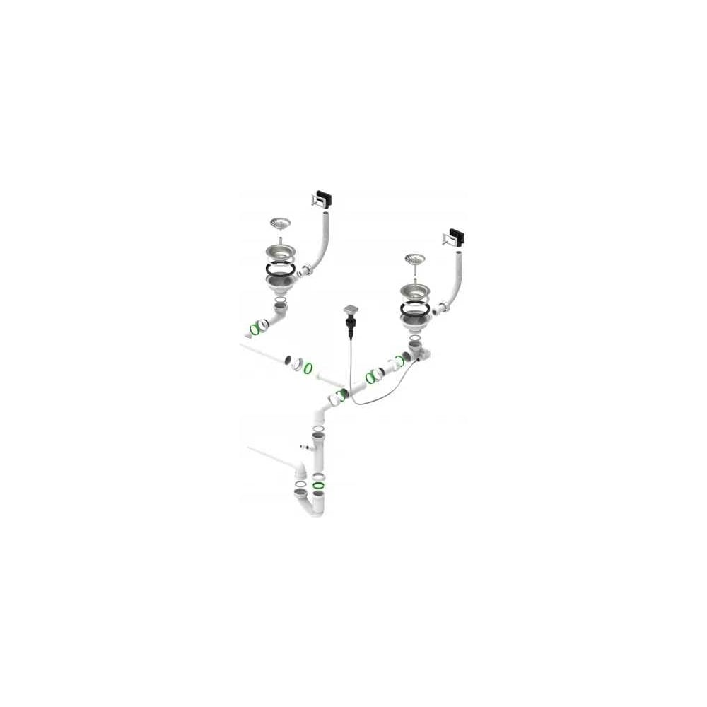 Изображение товара Двойной сифон ALVEUS 114-PP-114-POPUP для кухонных моек с переливом регулировка высоты