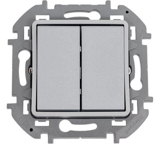Изображение товара Переключатель Legrand двухклавишный с подсветкой Legrand Inspiria 10A 250В безвинтовые зажимы алюминий 673667