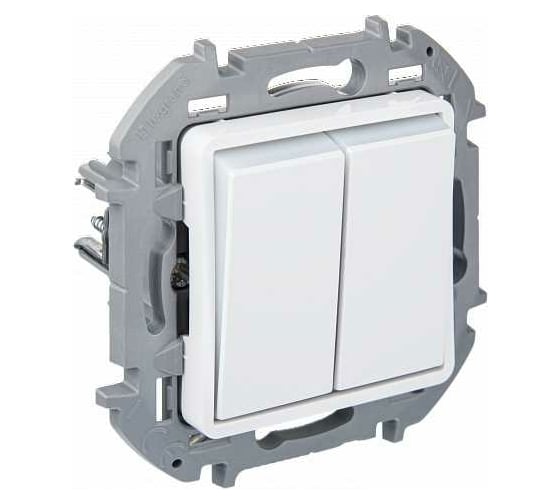 Изображение товара Переключатель Legrand двухклавишный с подсветкой Legrand Inspiria 10A 250В безвинтовые зажимы белый 673665