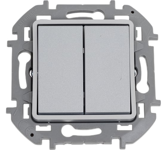 Изображение товара Переключатель Legrand двухклавишный Legrand Inspiria 10A 250В безвинтовые зажимы алюминий 673657