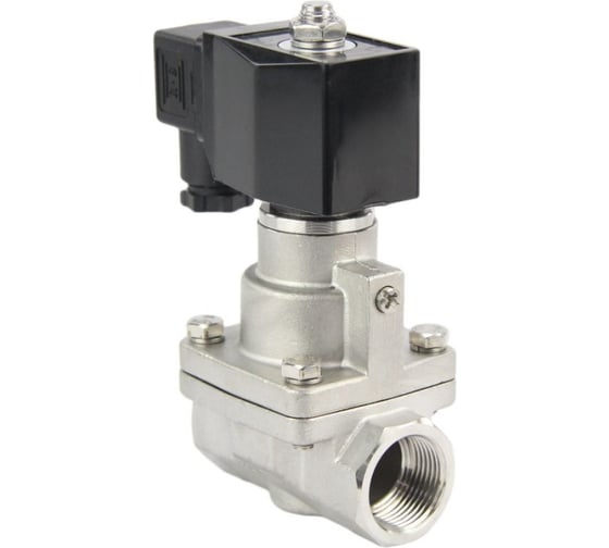 Изображение товара Клапан электромагнитный DN.ru V2W-1001P-NC Ду50 Ру12 нержавеющая сталь, пилотный, 220В AC D130-02353