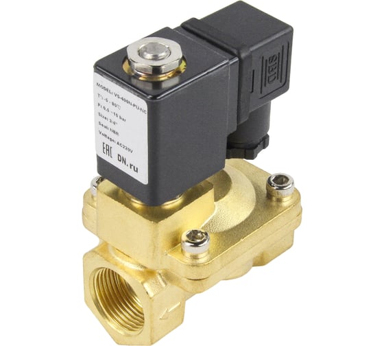 Изображение товара Клапан электромагнитный DN.ru VS2W-400N-PU-NC Ду32 Ру16 латунь, пилотный, NBR, 220В AC D130-01273