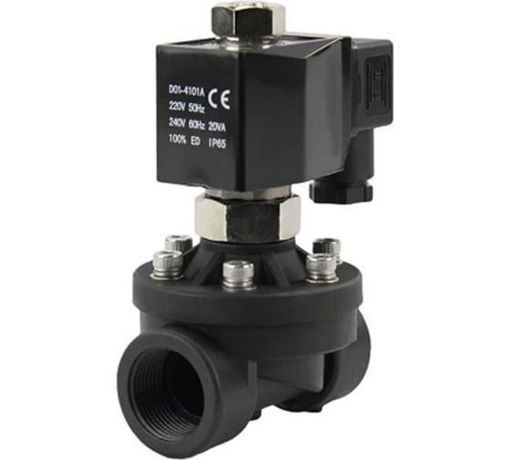 Изображение товара Клапан электромагнитный DN.ru VS2W-503N-NC Ду50 Ру5 пластик, прямого действия, 24В DC D130-01470