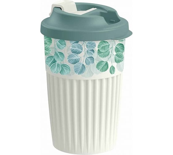 Изображение товара Стакан для горячих напитков с клапаном и декором Phibo madre terra, 450 мл, светло-серый 433277330