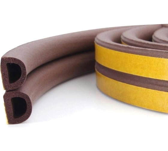Изображение товара Уплотнительная самоклеящаяся лента РемоКолор вспененный EPDM каучук, D-профиль, коричневая, 9x6 мм, 10 м 50-3-211