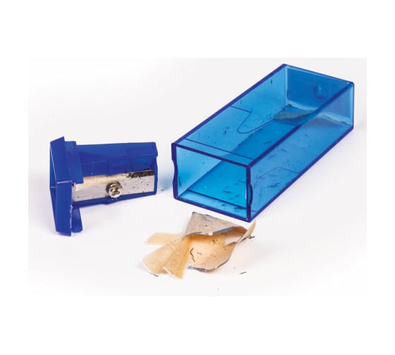 Изображение товара Пластиковая точилка Пифагор, с контейнером, прямоугольная, тонированный корпус, ассорти 226530