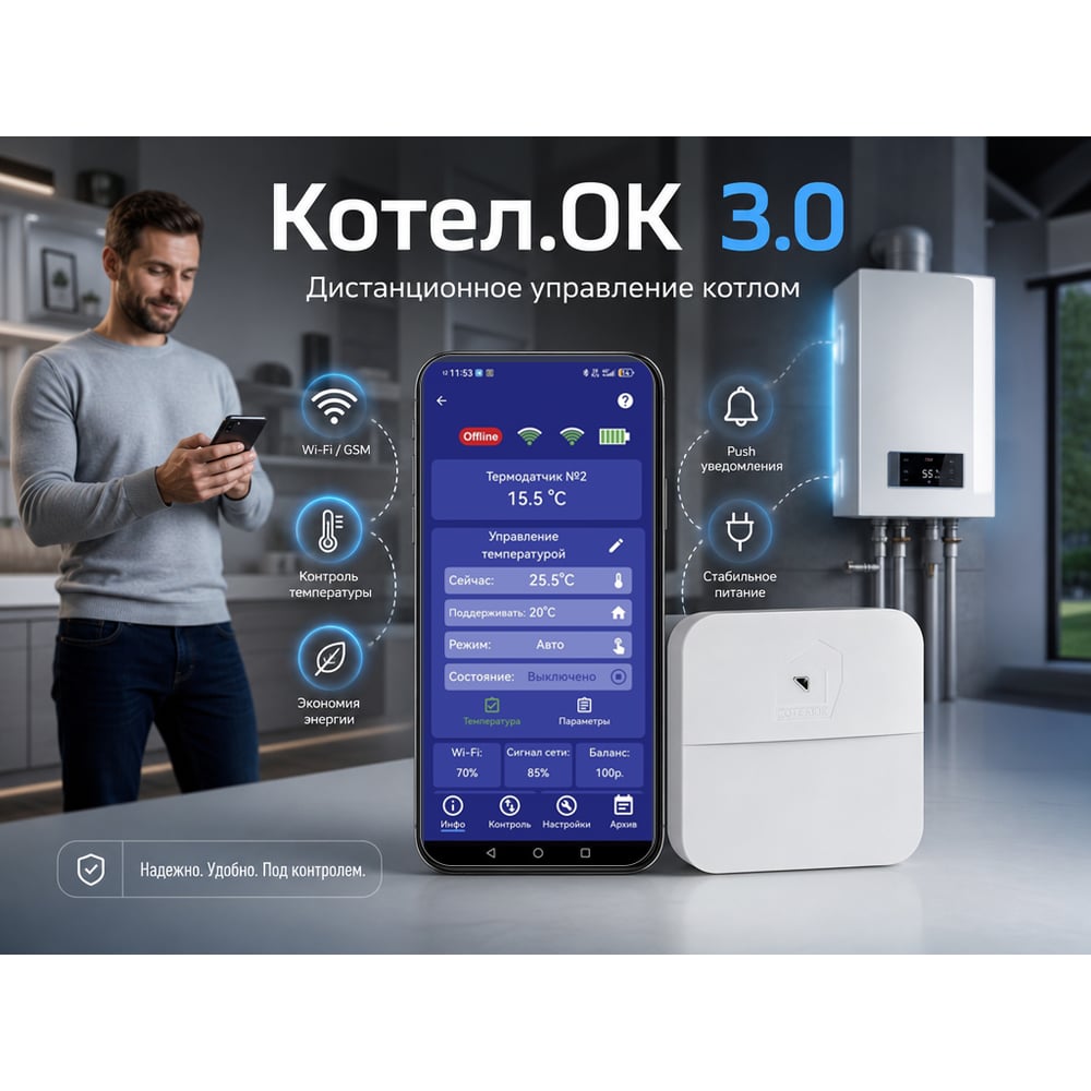 Изображение товара GSM+Wi-Fi модуль ИПРо "Котел.ОК 3.0" 1673