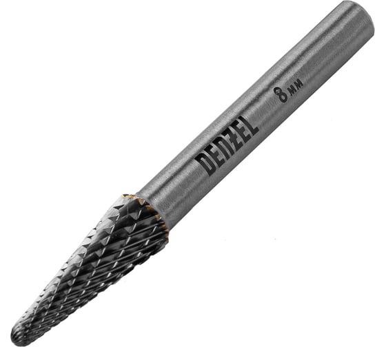 Изображение товара Бор-фреза по металлу твердосплавная коническая закругленная, тип L, 8 мм Denzel 72067