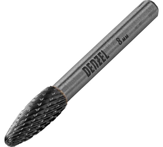 Изображение товара Бор-фреза по металлу твердосплавная эллипсообразная, тип H, 8 мм Denzel 72061