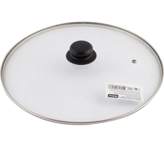 Изображение товара Стеклянная крышка с ручкой Mallony 32 см, металлический обод, паровыпуск 987025
