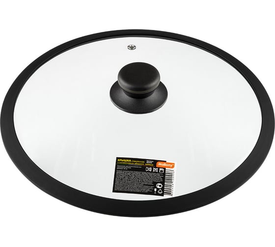 Изображение товара Стеклянная крышка с силиконовым ободком Mallony CAPPELLO 28 см, силиконовая ручка 003546