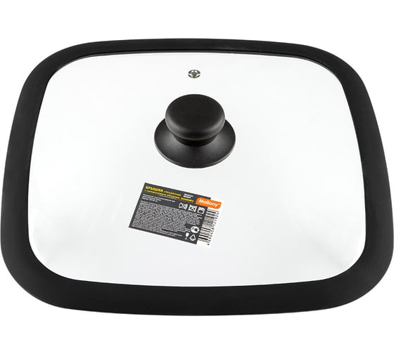 Изображение товара Стеклянная крышка с силиконовым ободком Mallony QUADRATO, 28х28 см, силиконовая ручка 003667